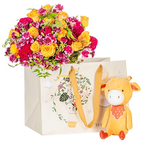 Arranjo maternidade Girafa Pink