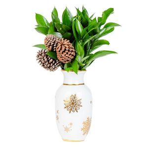 ARRANJO SNOWFLAKES RUSCUS COM PINHAS